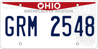 OH license plate GRM2548