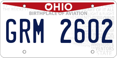 OH license plate GRM2602