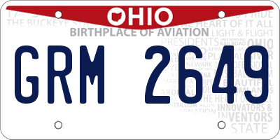 OH license plate GRM2649
