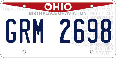 OH license plate GRM2698