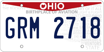 OH license plate GRM2718
