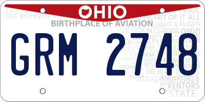 OH license plate GRM2748