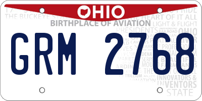 OH license plate GRM2768
