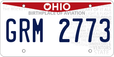 OH license plate GRM2773