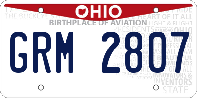 OH license plate GRM2807