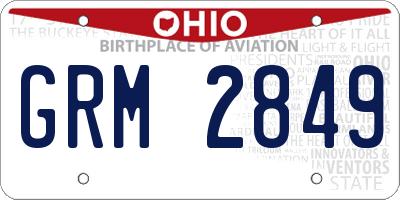 OH license plate GRM2849