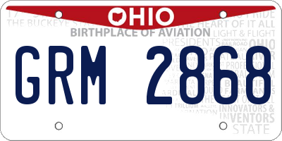 OH license plate GRM2868