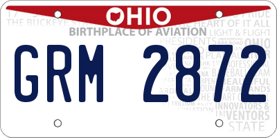 OH license plate GRM2872