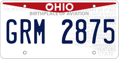OH license plate GRM2875