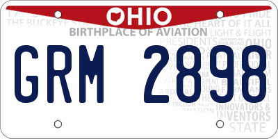 OH license plate GRM2898
