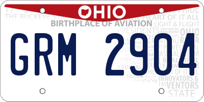 OH license plate GRM2904