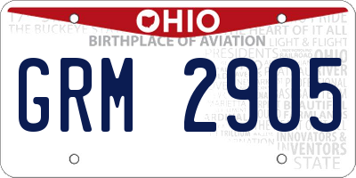 OH license plate GRM2905