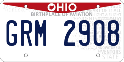 OH license plate GRM2908