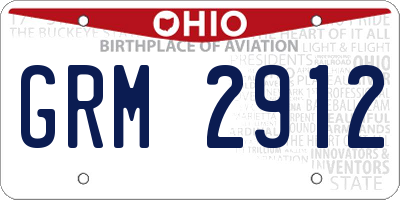OH license plate GRM2912