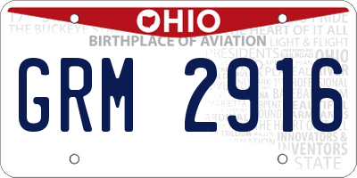 OH license plate GRM2916