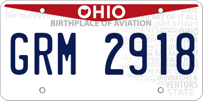 OH license plate GRM2918