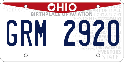 OH license plate GRM2920