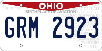OH license plate GRM2923