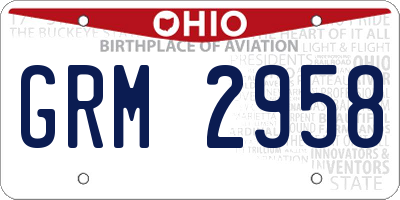 OH license plate GRM2958