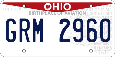 OH license plate GRM2960
