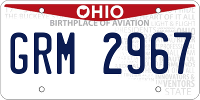OH license plate GRM2967