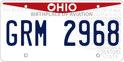 OH license plate GRM2968