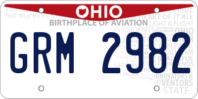 OH license plate GRM2982