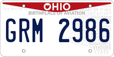 OH license plate GRM2986