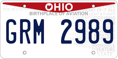 OH license plate GRM2989