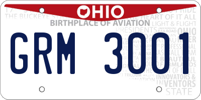 OH license plate GRM3001