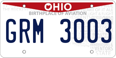 OH license plate GRM3003