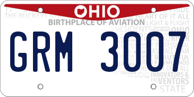 OH license plate GRM3007