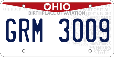OH license plate GRM3009