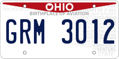 OH license plate GRM3012
