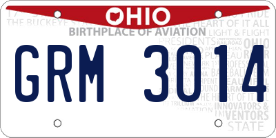 OH license plate GRM3014