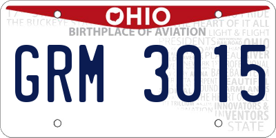 OH license plate GRM3015