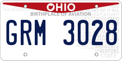 OH license plate GRM3028