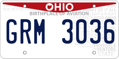 OH license plate GRM3036