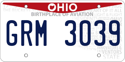 OH license plate GRM3039