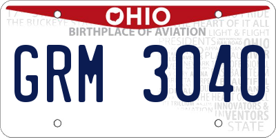 OH license plate GRM3040