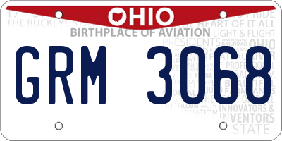 OH license plate GRM3068