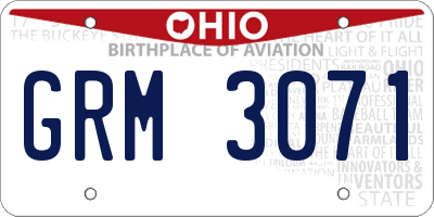 OH license plate GRM3071