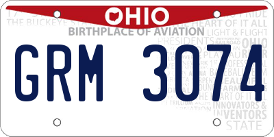 OH license plate GRM3074
