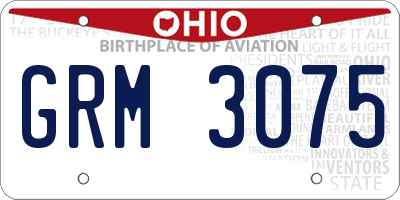 OH license plate GRM3075