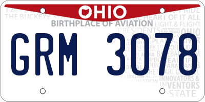 OH license plate GRM3078
