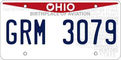 OH license plate GRM3079