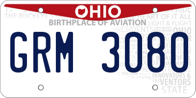 OH license plate GRM3080