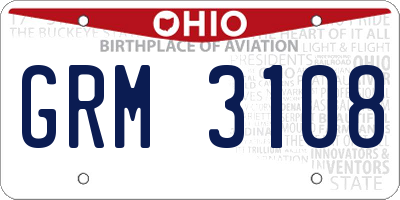OH license plate GRM3108