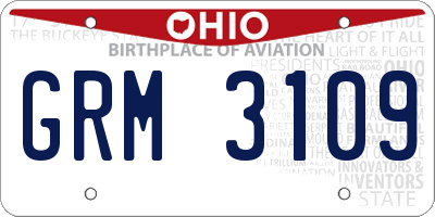 OH license plate GRM3109