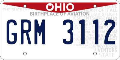 OH license plate GRM3112